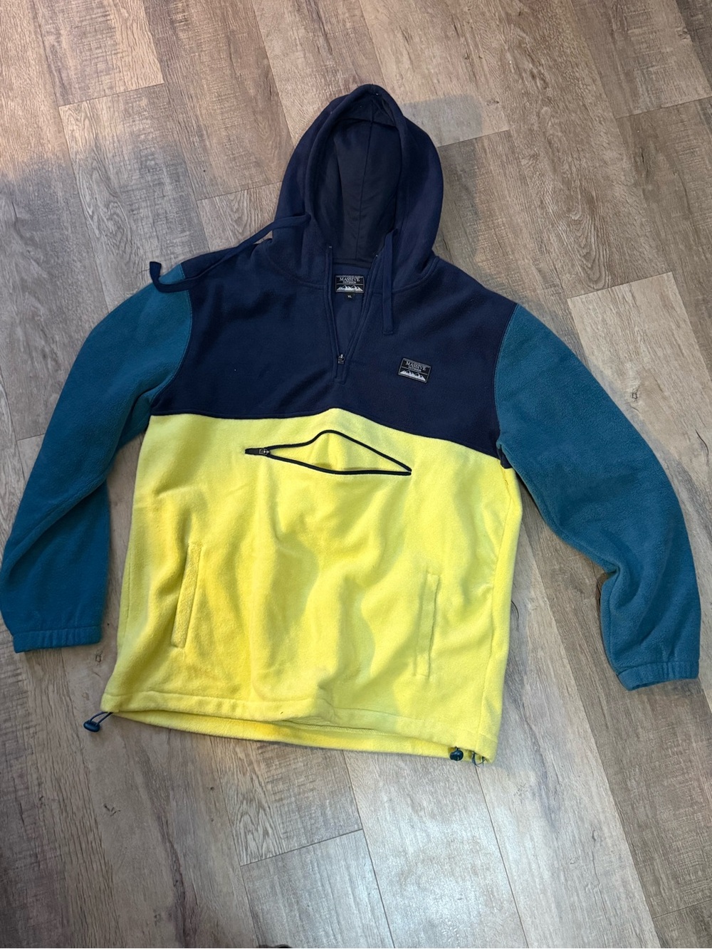 Men's Sonoma Colorblock Fleece Hoodie - Navy, Yellow & Teal Size XLarge